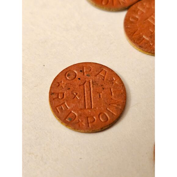 Vintage WW2 US Opa Red Point War Ration Points tokens Lot of 13(gg266) - Picture 6 of 9